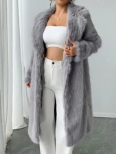 Pelliccia sintetica 2025 grigio chiaro lunga- taglia L -Nuova Non Usata Cappotto