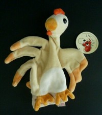 F12. DOUDOUPLAT MARIONNETTE EGMONT TOYS OISEAU POULE JAUNE ORANGE GANT NEUF