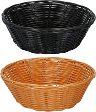 Set Di Cestini per Il Pane - 2 Pezzi - Cestini in Vimini - Marrone E Nero