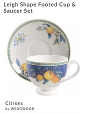 Wedgwood Citrons Leigh Shape Footed Cup and Saucer Bone China NEW