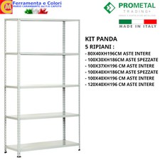 Scaffale a 5 Ripiani Acciaio Ripiano Metallico Completo Di Aste Set 5Pz ITALY