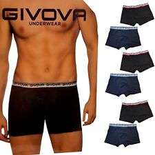 6 Boxer uomo GIVOVA cotone bielastico elasticizzato mutanda slip colori blu nero