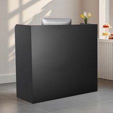 VEVOR Bancone Reception Rettangolare 120 cm Tavolo da Banco per Ufficio Nero
