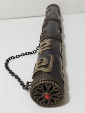 PORTA INCENSO STICK TIBETANO PORTA MANOSCRITTI BUDDISTA MANTRA VINTAGE ANNI 90