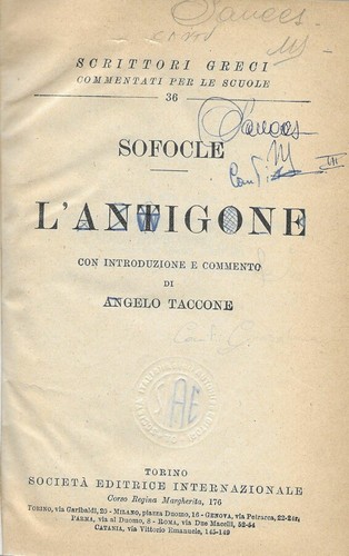 Antigone sofocle 1952 - l'antigone., sofocle.
