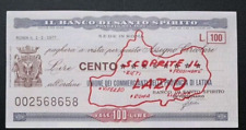 MINIASSEGNO SOVRASTAMPATO BANCO DI SANTO SPIRITO LIRE 100 - FDS