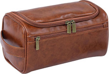 Beauty Case Da Uomo, in Pelle PU, Marrone Scuro, per Viaggi, Palestra E Rasatura