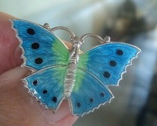 Smalto Argento Spilla Farfalla