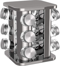 Porta Spezie per Cucina - Portaspezie Salvaspazio Girevole in Vetro E Acciaio In