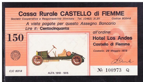 Miniassegno cassa rurale - miniassegno,