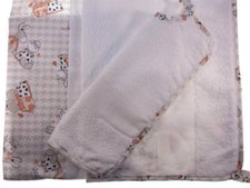 SET ASILO 3 PEZZI (BAVAGLIA-SALVIETTA-SACCHETTO) "MUCCA E ASINO" ARANCIO