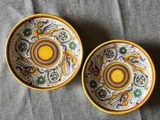2 piattini ceramica Binaglia-Deruta, diametro cm 16,2