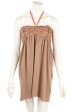PIN UP STARS Dress Faux Leather Cut-outs I 42 = D 36 light brown NEW#1152