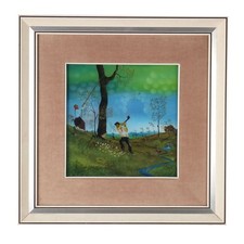 Dipinto Contemporaneo Firmato Mario Previ Il Taglialegna 1980