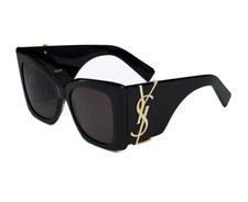 Occhiali da sole Saint Laurent SL M119 BLAZE-001 nero oro YSL LOGO occhio di gatto AUTENTICI