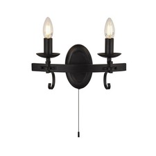 Applique Rustico-Country Cartwheel Iii Acciaio Nero 2 Luci E14