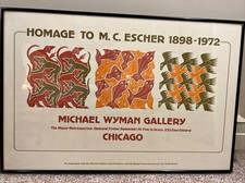 Poster Omaggio a M. C. Escher, Wyman Gallery Chicago Exhibition, 1972, 30"x20"