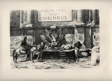 Stampa antica ROMA FONTANA DI GIULIO III VIA FLAMINIA 1873 Antique print Rome #