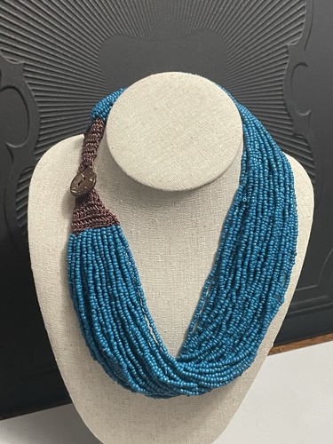 Collana boho tribale blu - blu, perle