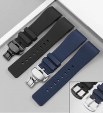 Cinturino orologio silicone fibbia farfalla nero 20-23mm per cartier santos 100