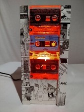 Lampada artigianale, Lampada da tavolo, Lampada musicassetta, Lampada anni 90