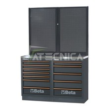 Banco arredo officina Beta C45PRO BPX-1,3 piano Inox e moduli cassettiera