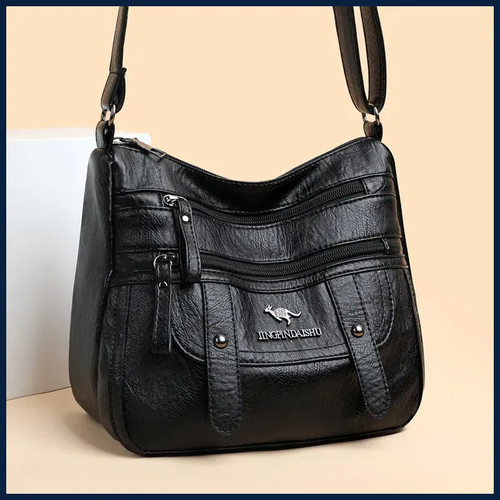 Soft leather mother bag - leather, large