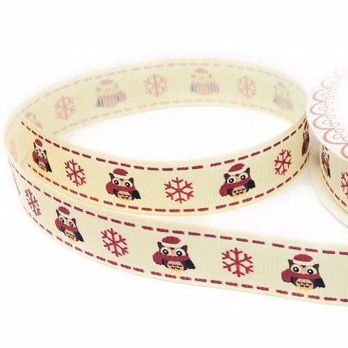 Ruban noël 16mm hibou et - ,