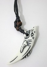 Collana uomo dente di squalo bianco in osso - Men necklace yak bone white shark