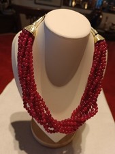 Collana donna 7 fili di radici di rubino