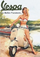 Insegna pubblicitaria vintage "VESPA PIAGGIO" MOTO,PUBBLICITA',ADVERTISING,POSTER,PUBBLICITÀ