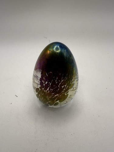 Vintage glass egg paperweight - egg,