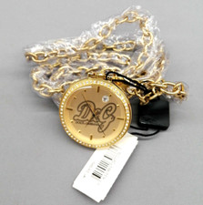 D&G Dolce & Gabbana Time Secret Service Gold Pocket Watch Quartz Stainless Steel