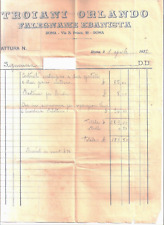 1932 FATTURA TROIANI ORLANDO FALEGNAME EBANISTA VIA SANTA PRISCA ROMA LIRE 189,5