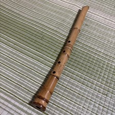 Flauto bambù Shakuhachi 5 fori circa 55 cm scritta Ichou An con due sigilli