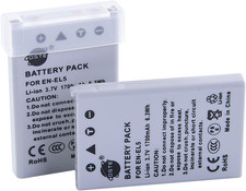 2-Pacco Ricambio Batteria per Nikon EN-EL5 Coolpix P510 P520 P530 P5000 P5100 P6