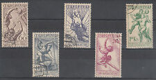 CZECHOSLOVAKIA 1958  SERIE USATA GOMMATA STAMPS 5 V.CANOE VOLLEY SKYDIVING USED