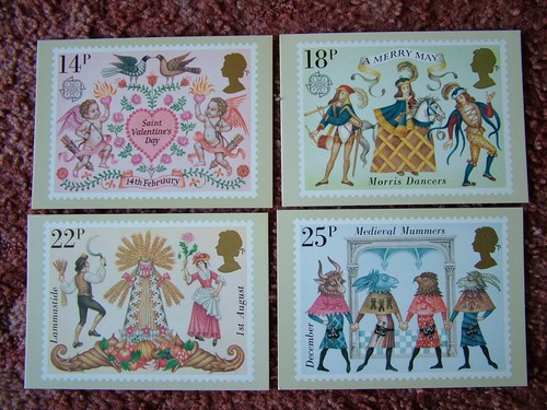 Set cartoline francobolli - set, di