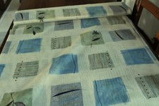 Tessuto per tende beige blu