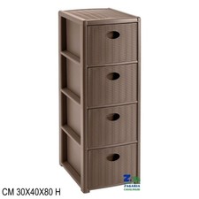 CASSETTIERA SLIM ELEGANCE 4 CASSETTI CM 30X40X80 H COLORE TORTORA RATTAN