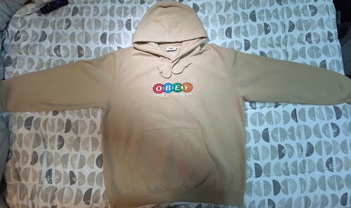 Felpa con cappuccio obey tan - con,