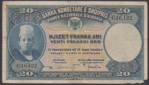 Banconota albania franga - banconota, 20