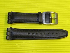Bracciale originale NERO OPACO Swatch 19 mm PELLE con chiusura Irony colore argento