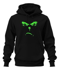 Felpa con cappuccio Halloween mostro viso spaventoso occhi luminoso neon alieno cattivo unisex K