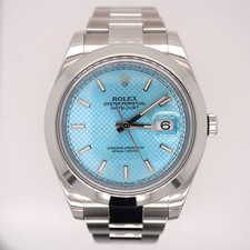 Orologio Rolex 41 mm Datejust II quadrante blu ghiaccio bastone Oyster acciaio inox 116300