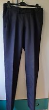 Pantalone blu tg46 Uomo Classico In Fresco Lana Elegante Vita Alta Gamba Larga  