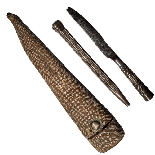 Antique shagreen etui - antique, silver