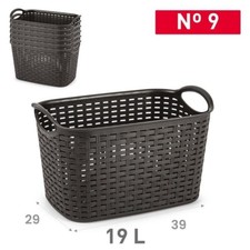 Cesta Multiuso in Plastica Tipo Rattan 19 Litri Wenge 29 x 39 cm