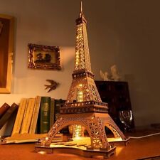 ROBOTIME 3D Puzzle Legno Parigi Torre Eiffel Home Desk Decorazione 4 Modalità Illuminazione LED