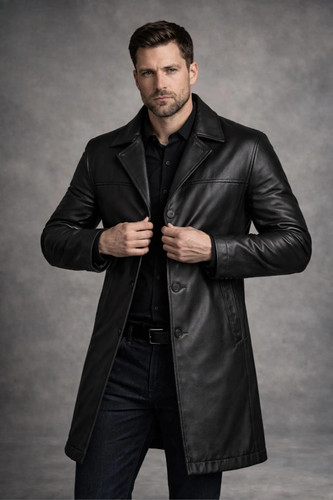 Cappotto lungo uomo pelle - , di